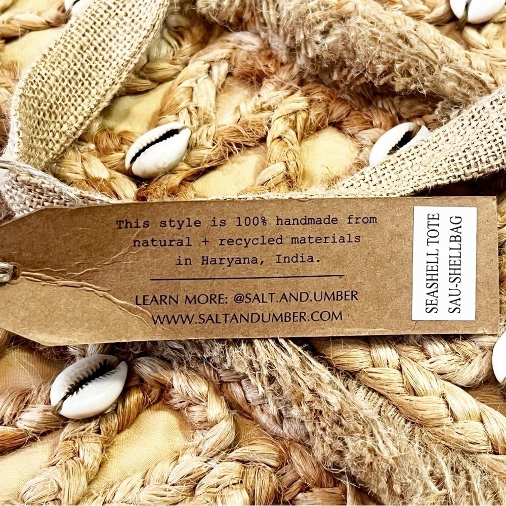 Salt + Umber Isla Jute Seashell Beach Straw Tote Bag Beachy Travel Summer NEW - Picture 7 of 9